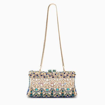 Goldene Clutch mit Kristallen und Strass