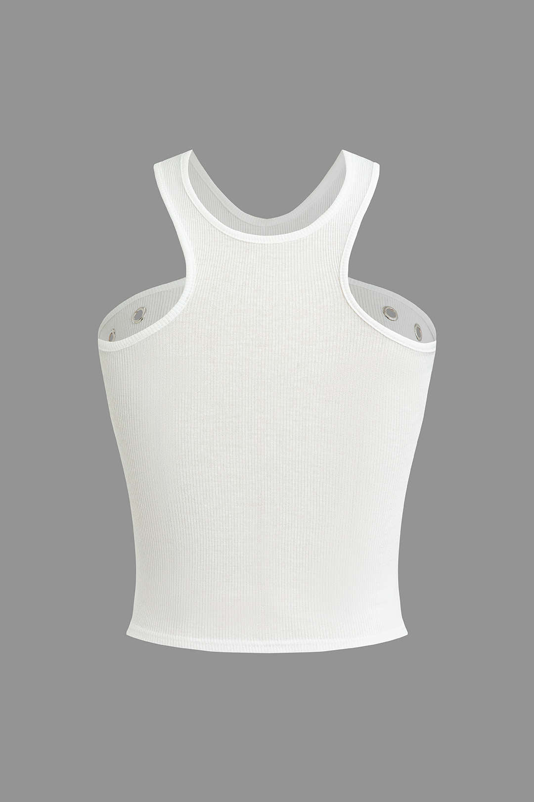 Weißes Tanktop mit Nieten und Cutouts Frauen