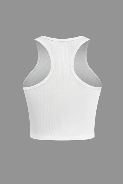 Weißes Crop-Top mit Racerback-Ausschnitt Damen