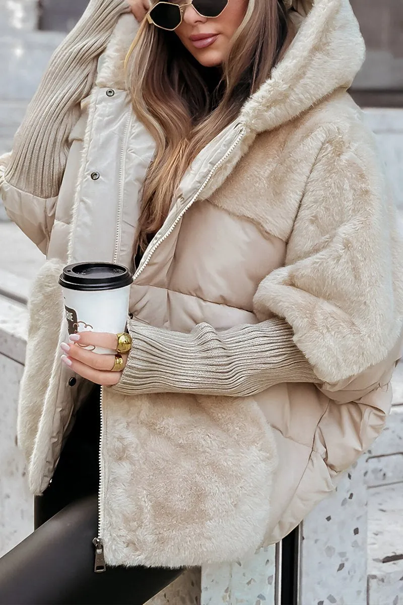 Gefütterte Winterjacke Übergröße mit Kapuze Schwarz - BerlinGlamour