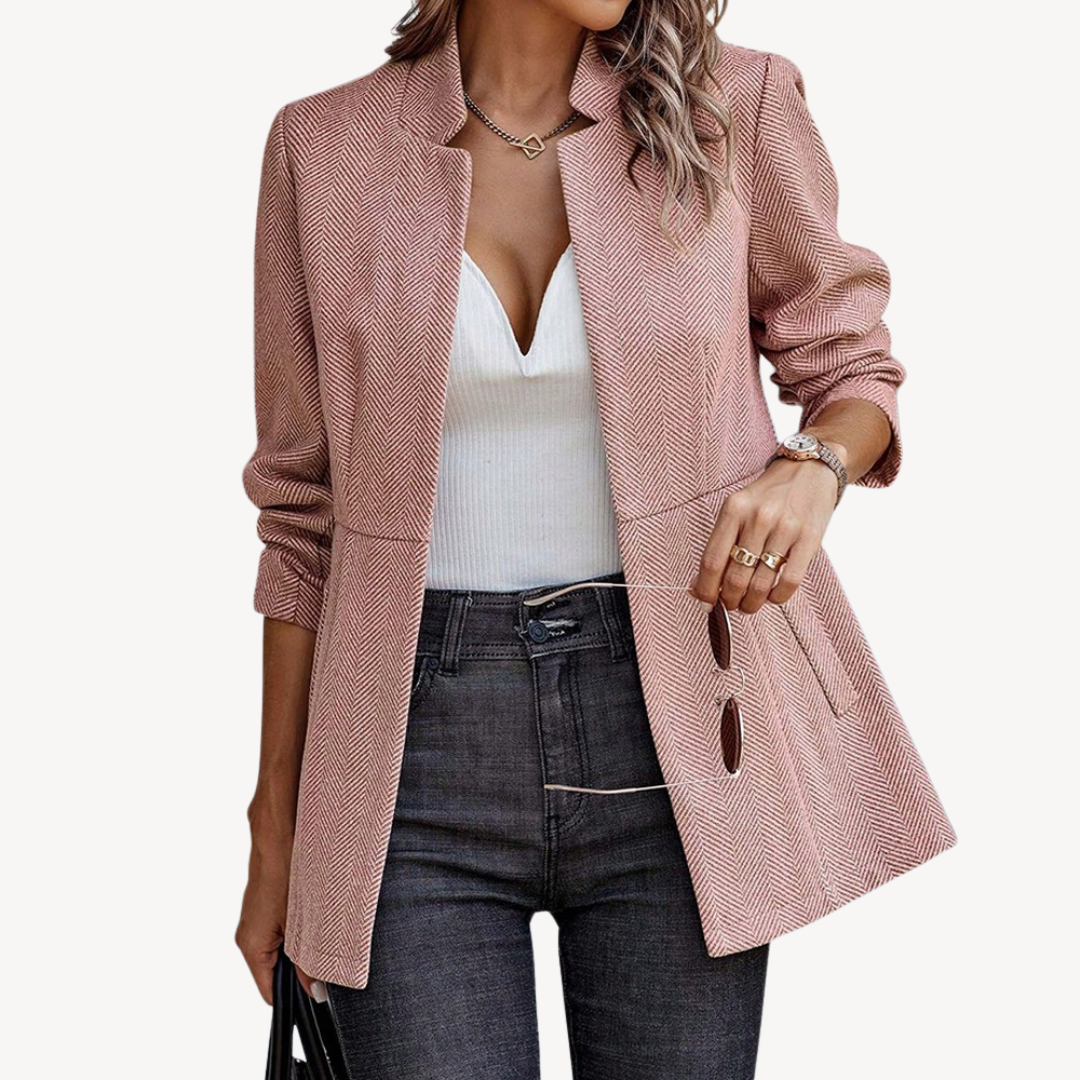 Damen-Blazerjacke mit Fischgrätenmuster | Loravelle 0