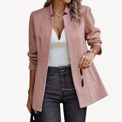 Damen-Blazerjacke mit Fischgrätenmuster | Loravelle 0