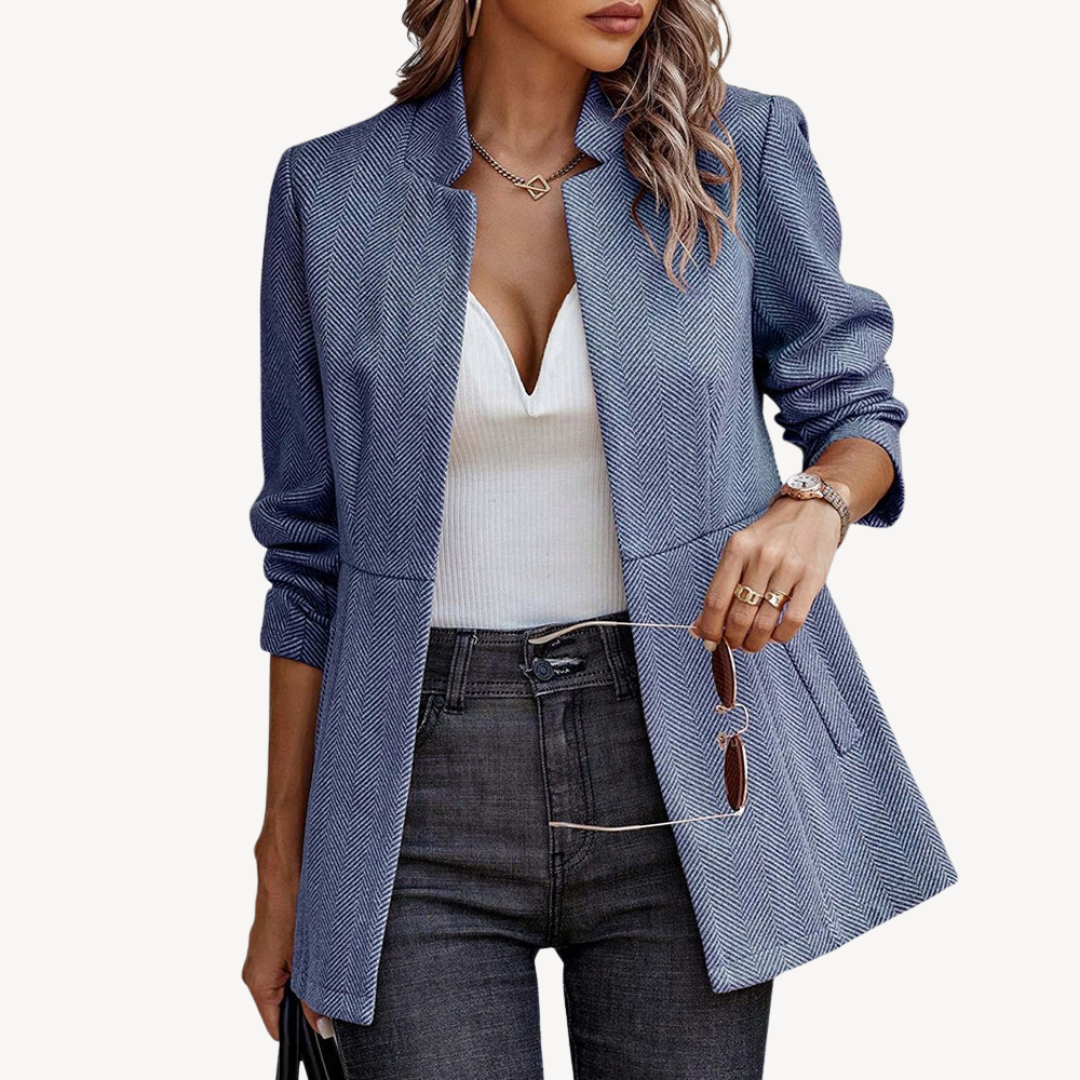Damen-Blazerjacke mit Fischgrätenmuster | Loravelle 2