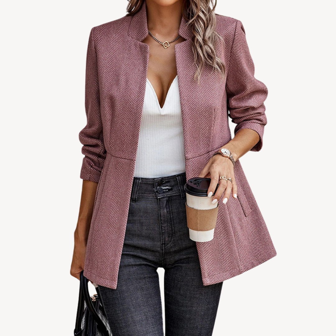 Damen-Blazerjacke mit Fischgrätenmuster | Loravelle 6