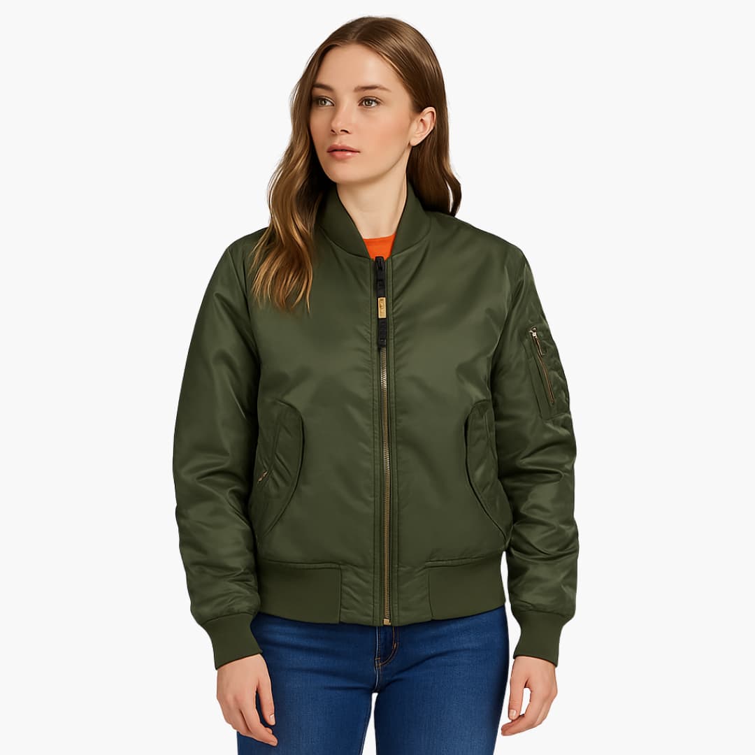 Damen-Bomberjacke mit Reißverschluss und geripptem Saum 0