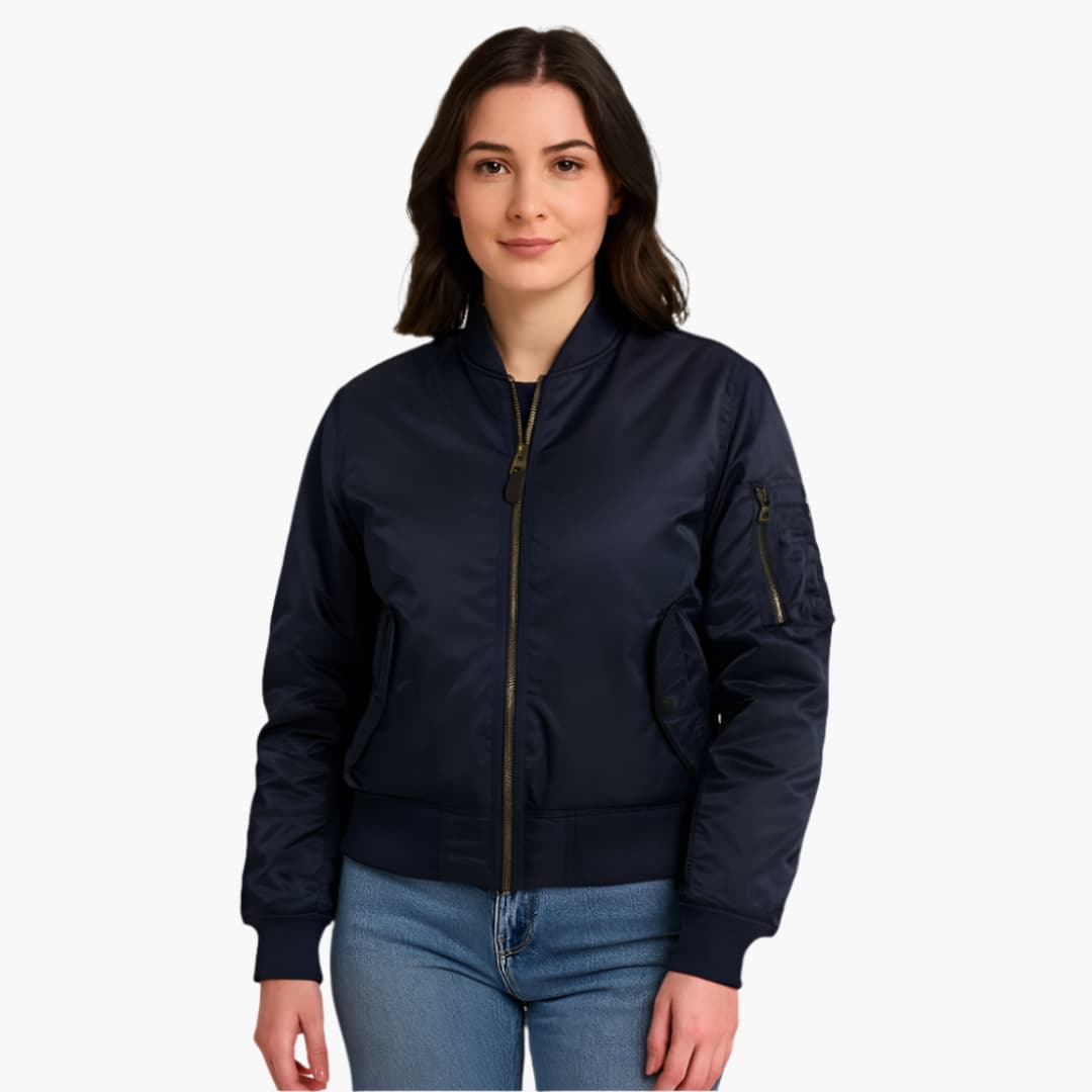 Damen-Bomberjacke mit Reißverschluss und geripptem Saum 4