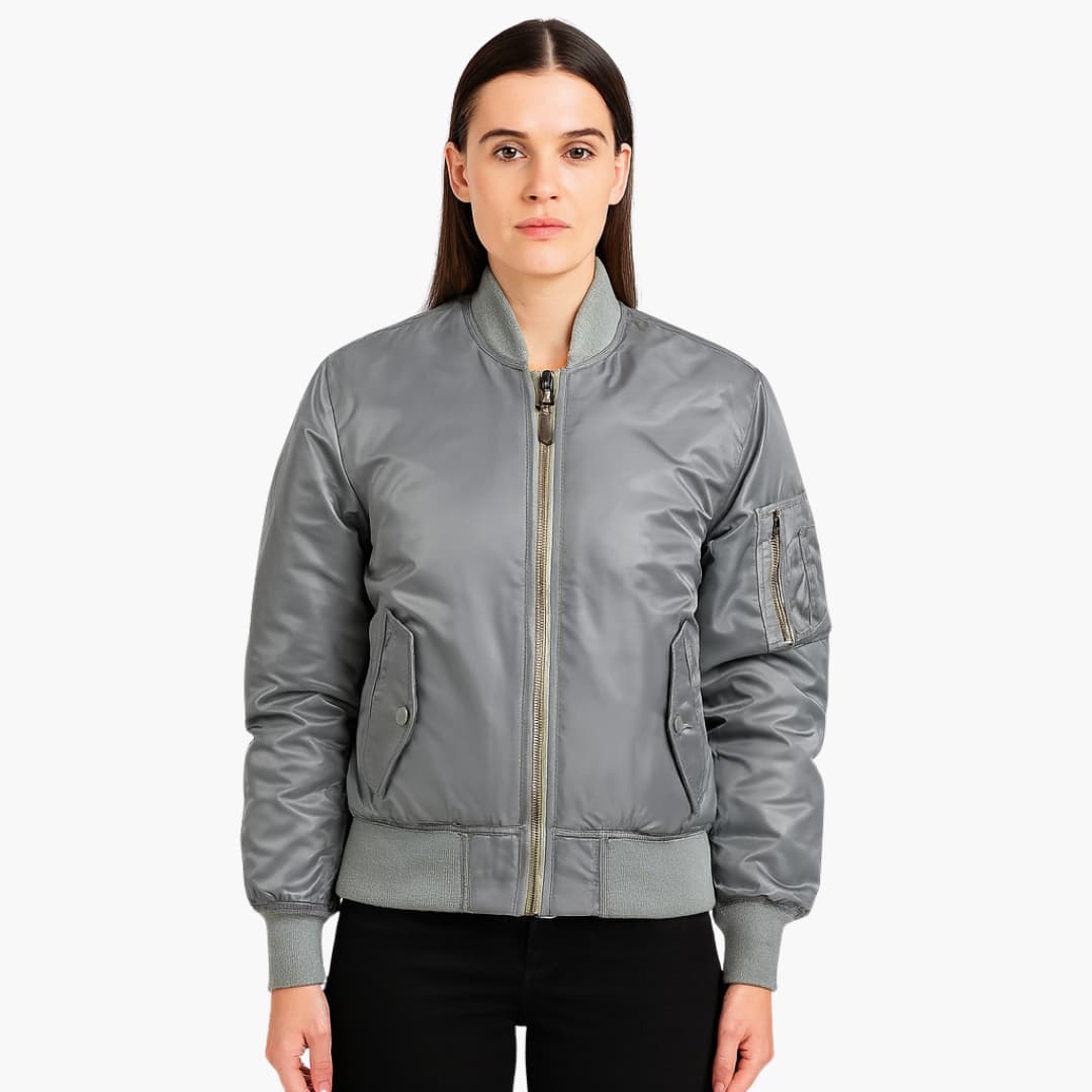 Damen-Bomberjacke mit Reißverschluss und geripptem Saum 6