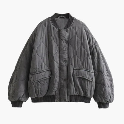Damen-Bomberjacke mit Steppdesign und geripptem Saum 0