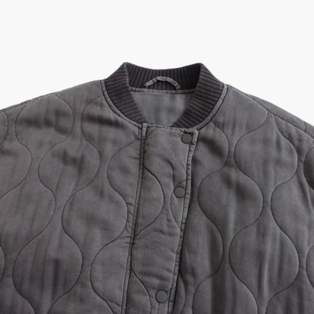 Damen-Bomberjacke mit Steppdesign und geripptem Saum 4