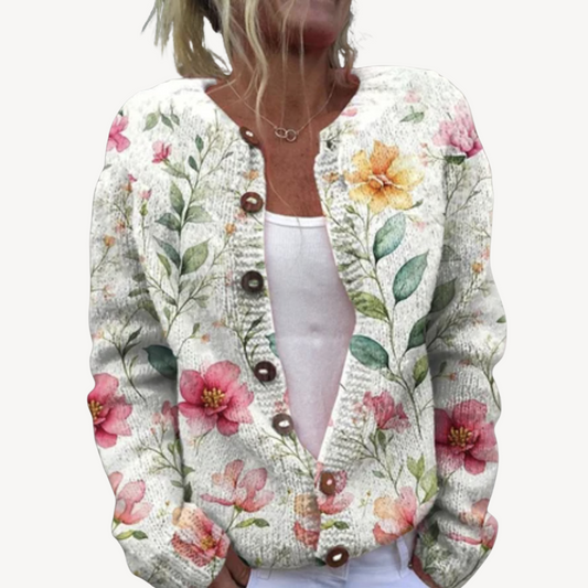 Damen-Cardigan mit Blumenstickerei | Loravelle 0