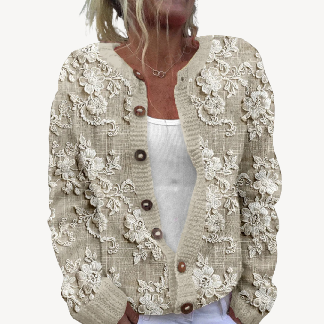Damen-Cardigan mit Blumenstickerei | Loravelle 1