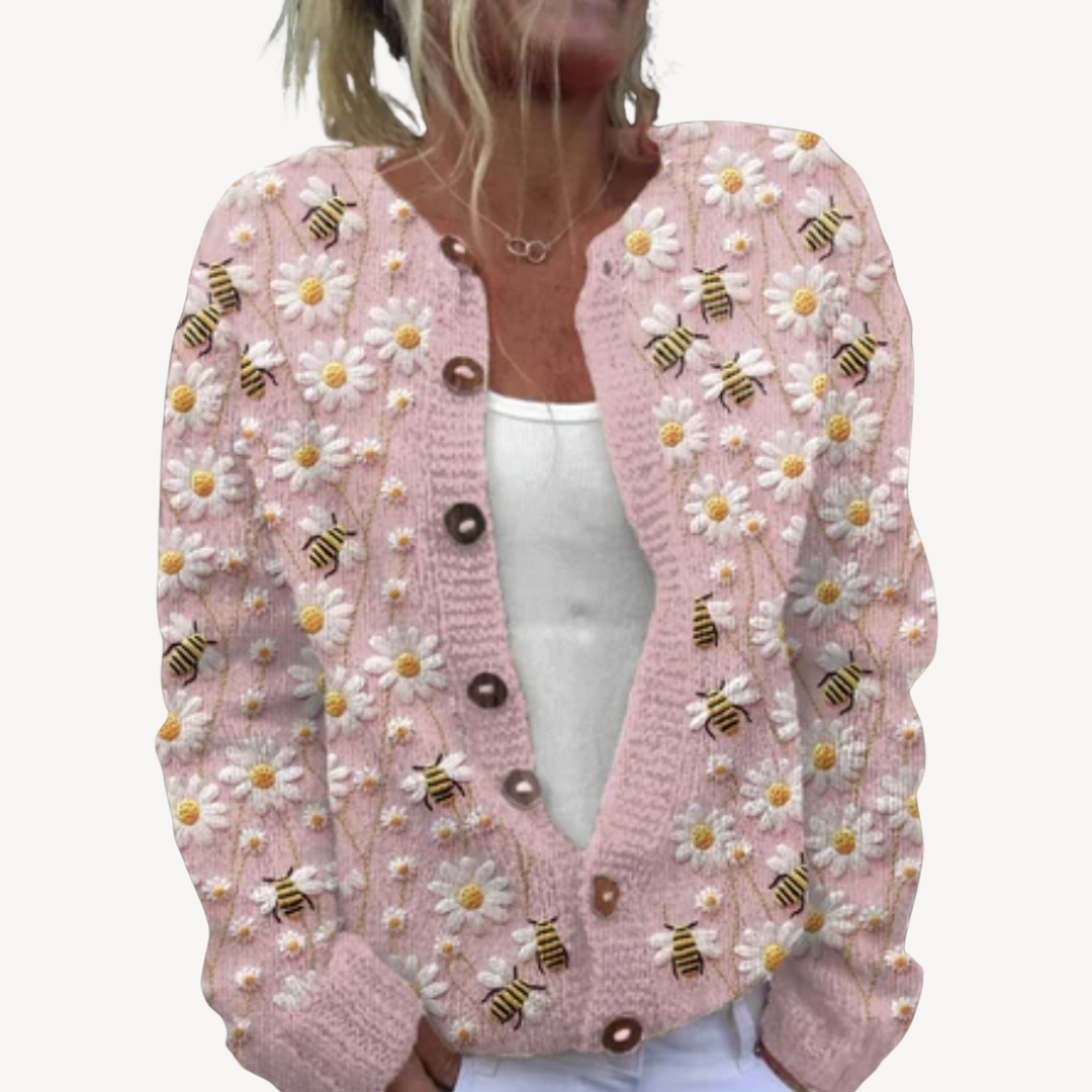 Damen-Cardigan mit Blumenstickerei | Loravelle 4