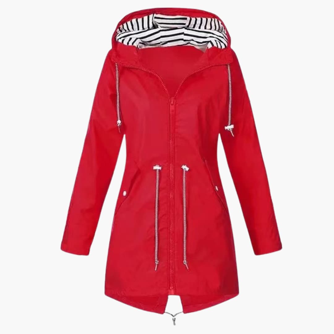 Damen-Kapuzenjacke mit Reißverschluss und verstellbarer Taille 1