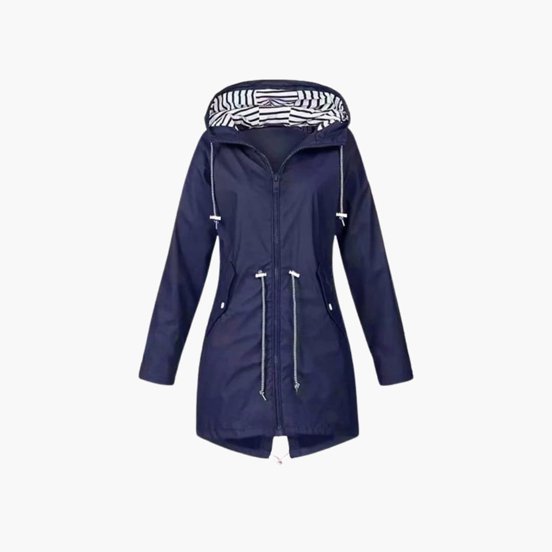 Damen-Kapuzenjacke mit Reißverschluss und verstellbarer Taille 2