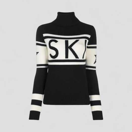 Damen-Skipullover aus Merinowolle mit Rollkragen, Winterstrick 0