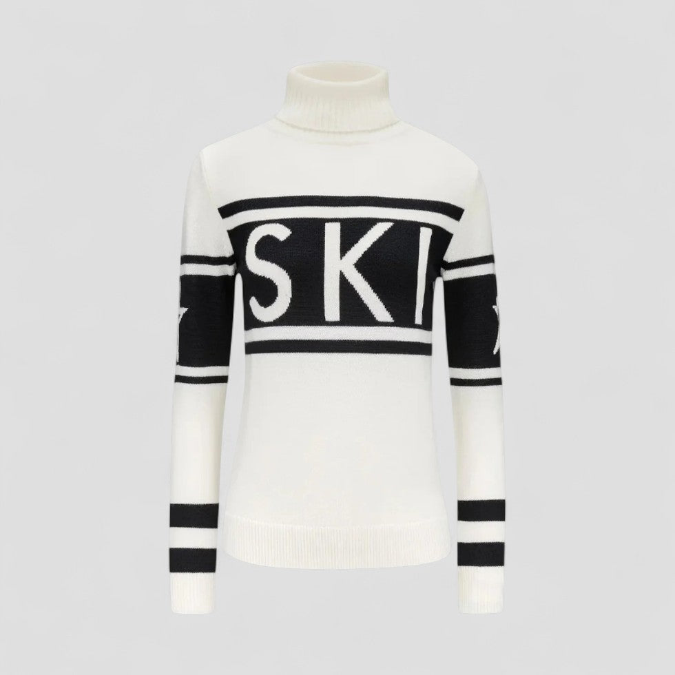 Damen-Skipullover aus Merinowolle mit Rollkragen, Winterstrick 1