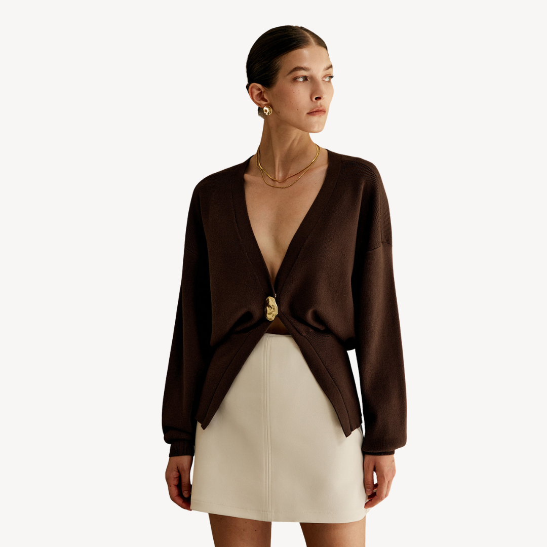 Damen-Strickjacke mit V-Ausschnitt | Loravelle 0