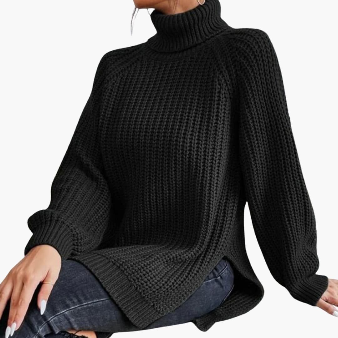 Damen-Strickpullover mit Rollkragen und langen Ärmeln 1