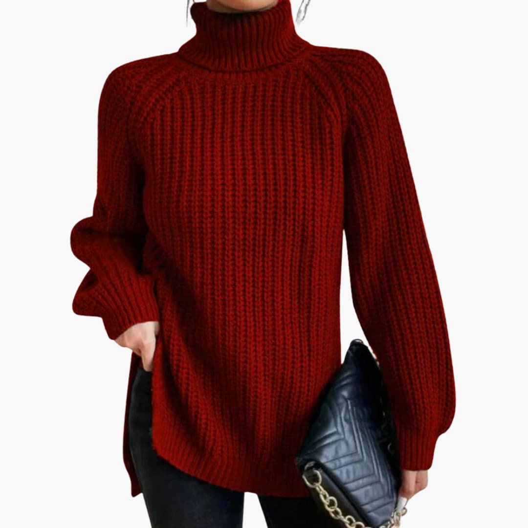 Damen-Strickpullover mit Rollkragen und langen Ärmeln 3