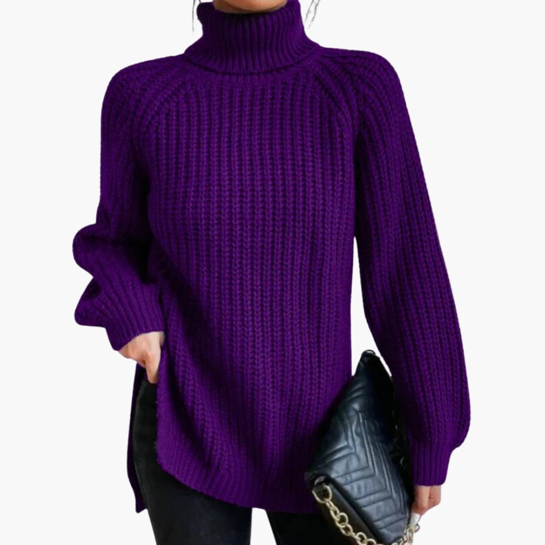 Damen-Strickpullover mit Rollkragen und langen Ärmeln 4