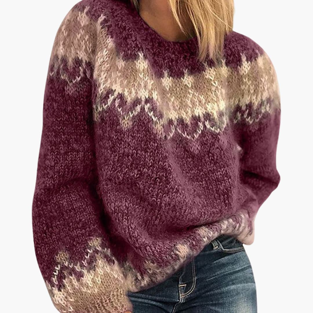 Damen-Strickpullover mit Rundhalsausschnitt und gemusterter Oberfläche 3