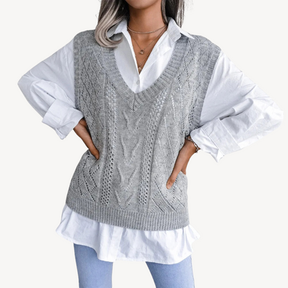 Damen-Strickweste mit V-Ausschnitt | Loravelle 3