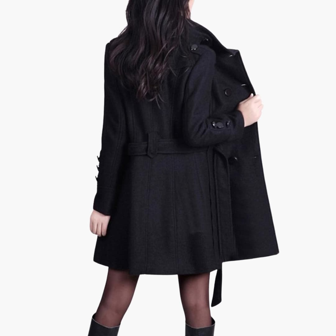Damen-Trenchcoat mit Doppelknopf Verschluss und Taillengürtel 1