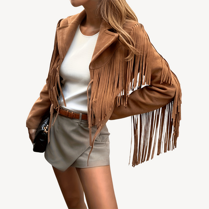 Damen-Wildlederjacke mit Fransen | Loravelle 1
