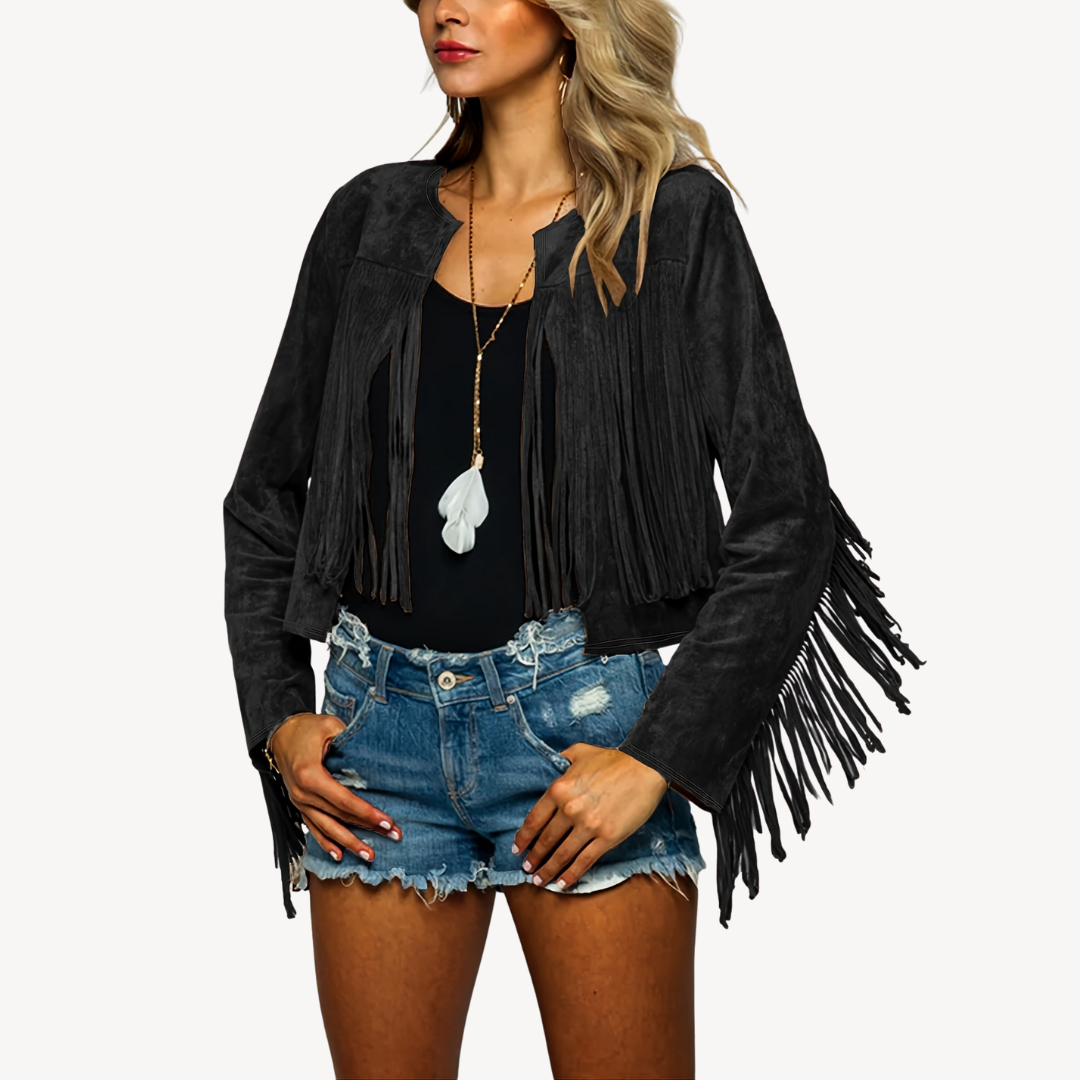 Damen-Wildlederjacke mit Fransen | Loravelle 1