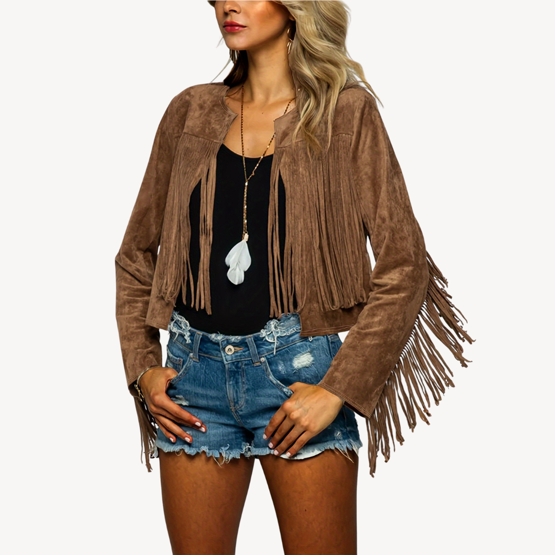 Damen-Wildlederjacke mit Fransen | Loravelle 2