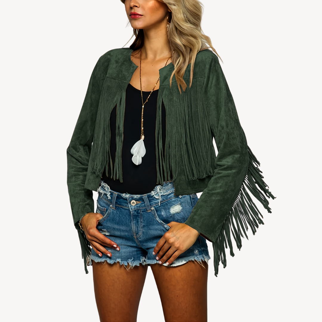 Damen-Wildlederjacke mit Fransen | Loravelle 3