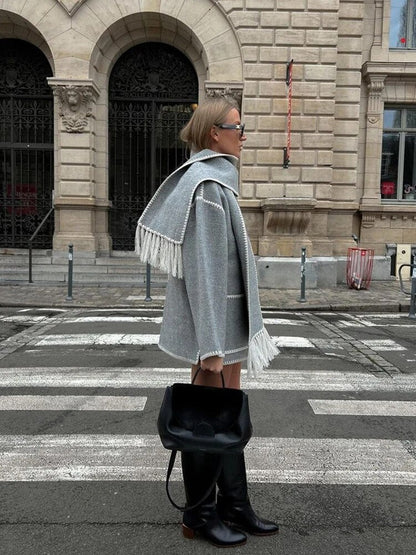 Luxus Winterjacke mit Schal Damen - BerlinGlamour