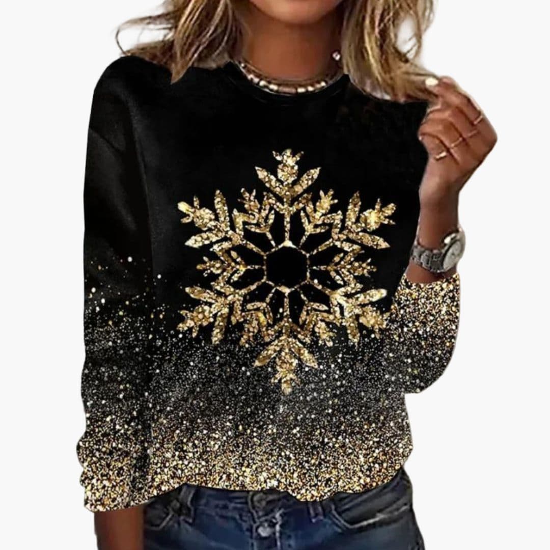 Damen Sweatshirt mit Glitzer-Schneeflocken Design – BerlinGlamour
