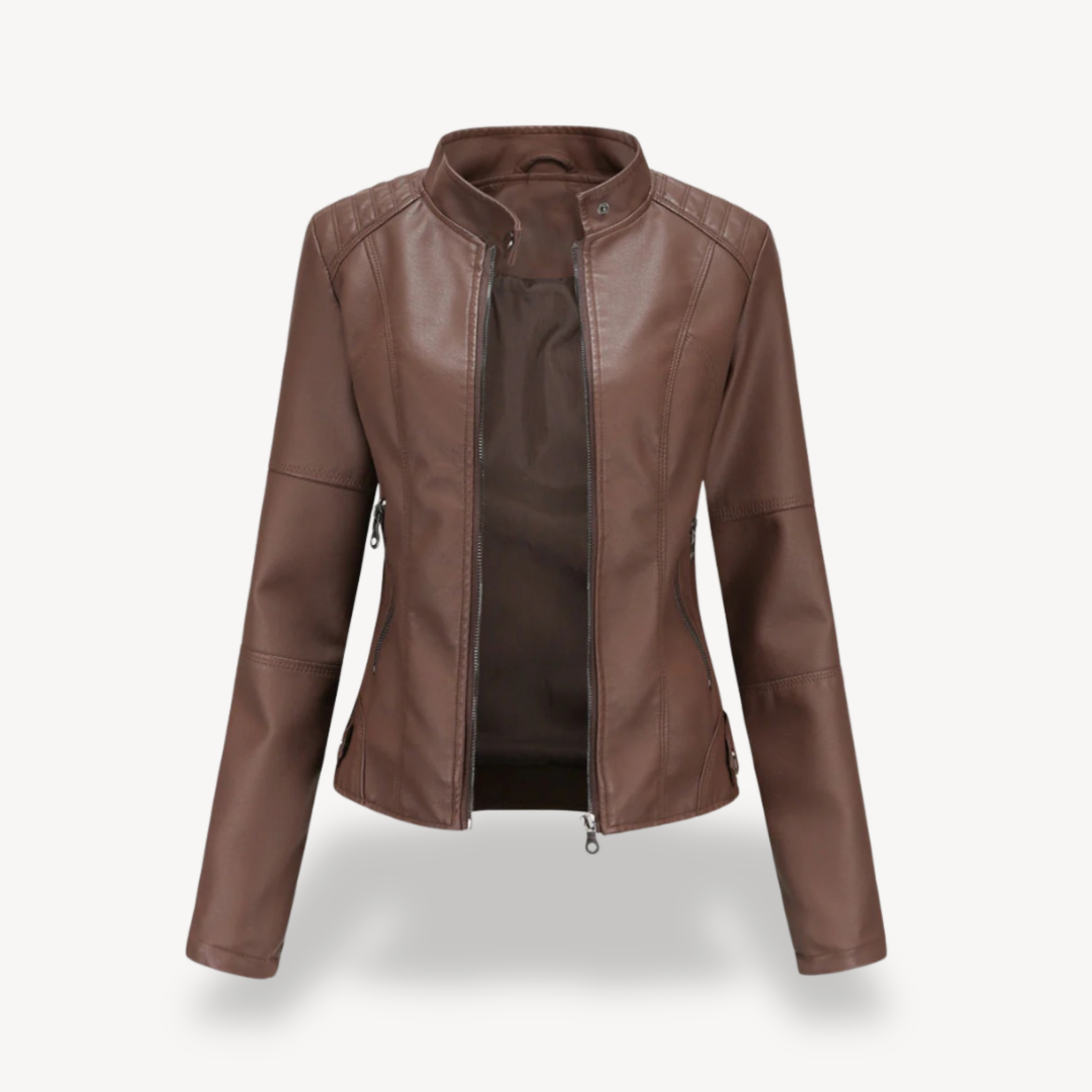 Damen Bikerjacke aus Kunstleder | Loravelle 3