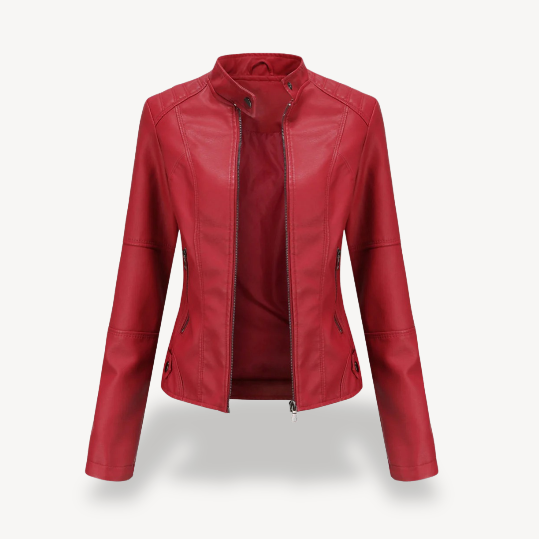 Damen Bikerjacke aus Kunstleder | Loravelle 4
