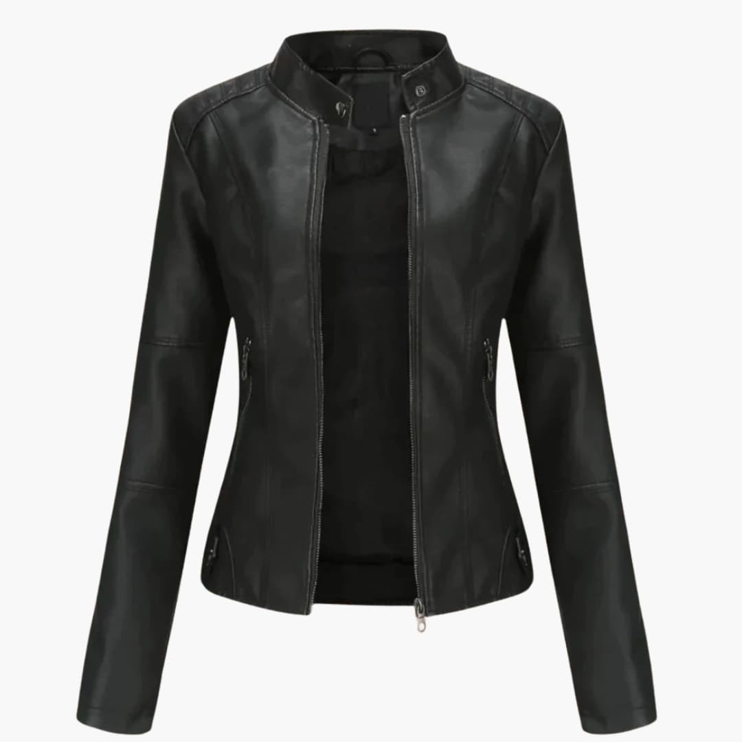 Damen Bikerjacke mit Reverskragen und Reißverschluss 0