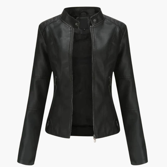 Damen Bikerjacke mit Reverskragen und Reißverschluss 0