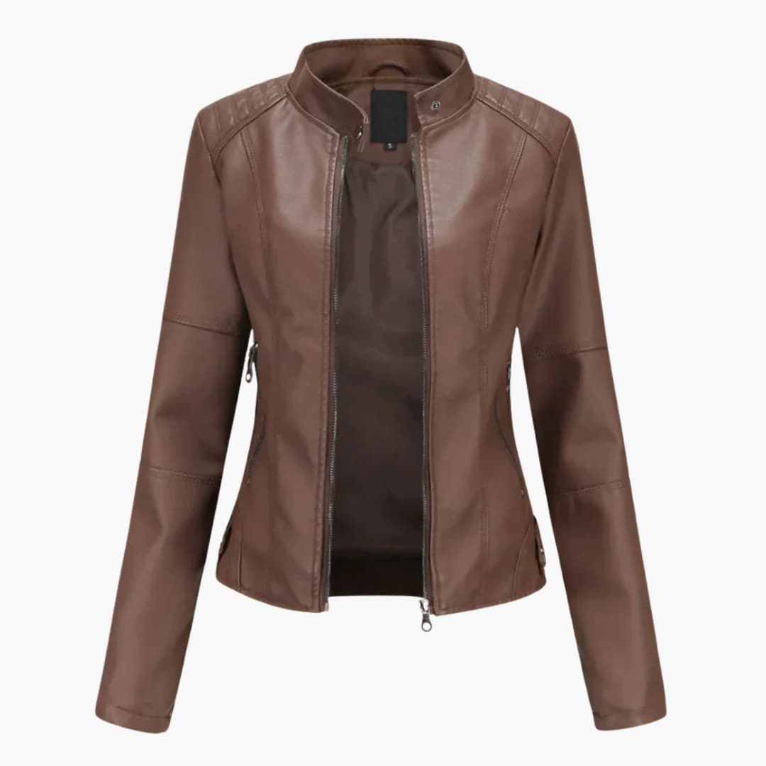 Damen Bikerjacke mit Reverskragen und Reißverschluss 1