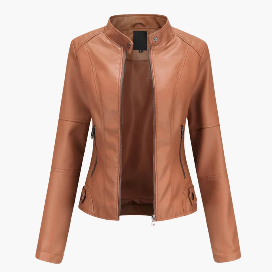 Damen Bikerjacke mit Reverskragen und Reißverschluss 2