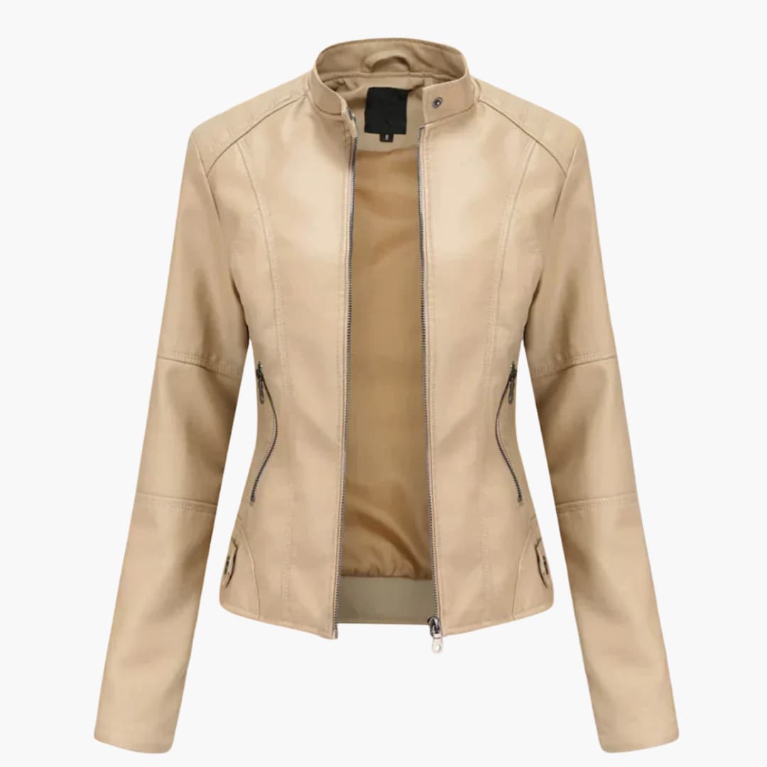 Damen Bikerjacke mit Reverskragen und Reißverschluss 3
