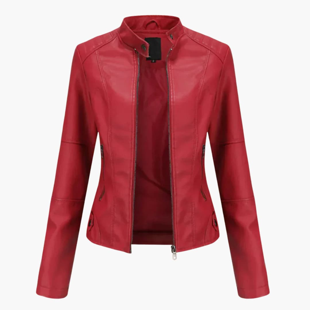 Damen Bikerjacke mit Reverskragen und Reißverschluss 4