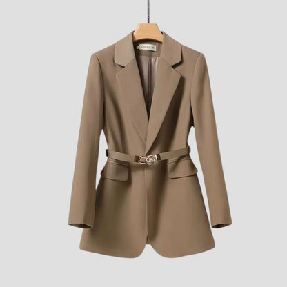 Damen Blazerjacke mit Gürtel, eleganter Modemantel 0