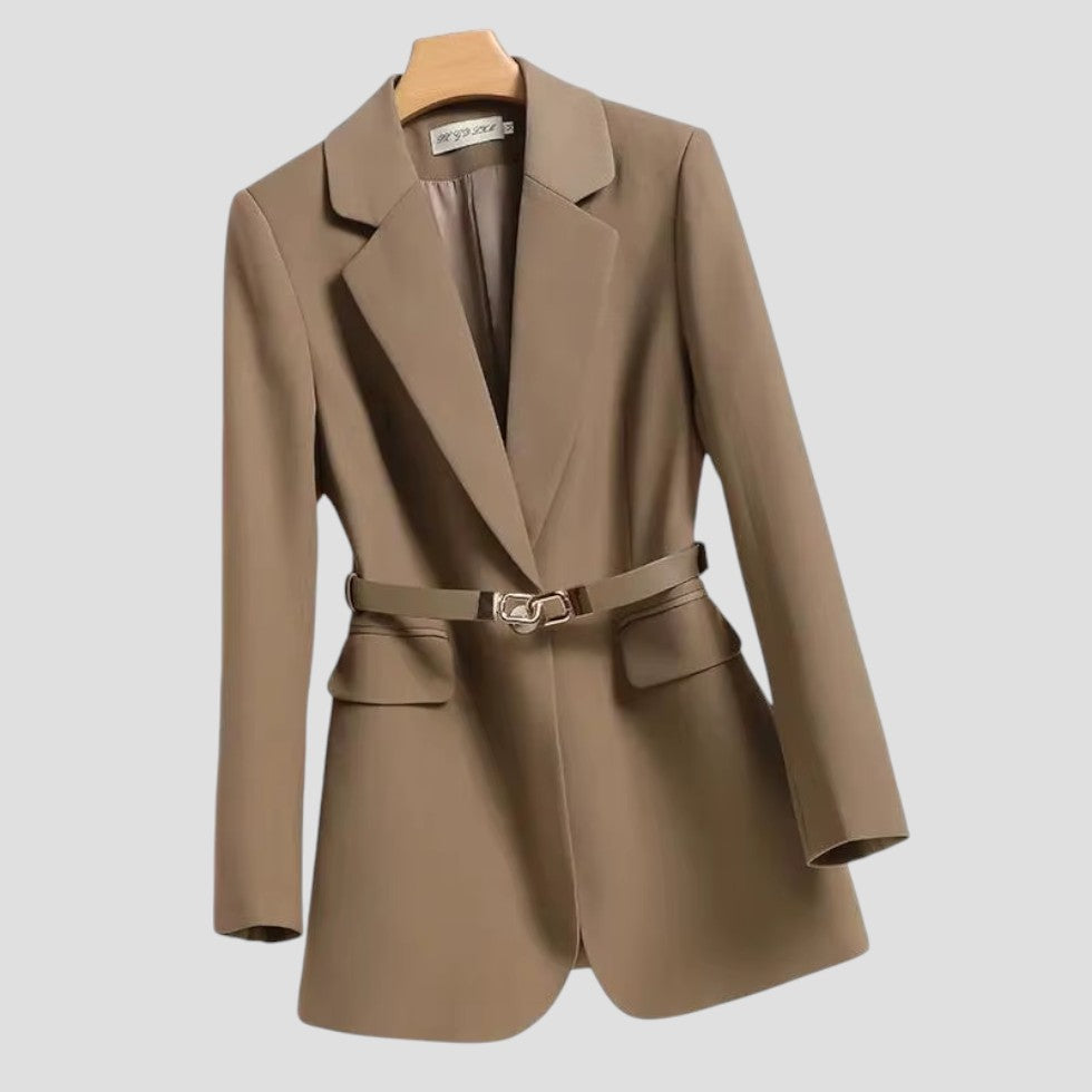 Damen Blazerjacke mit Gürtel, eleganter Modemantel 1