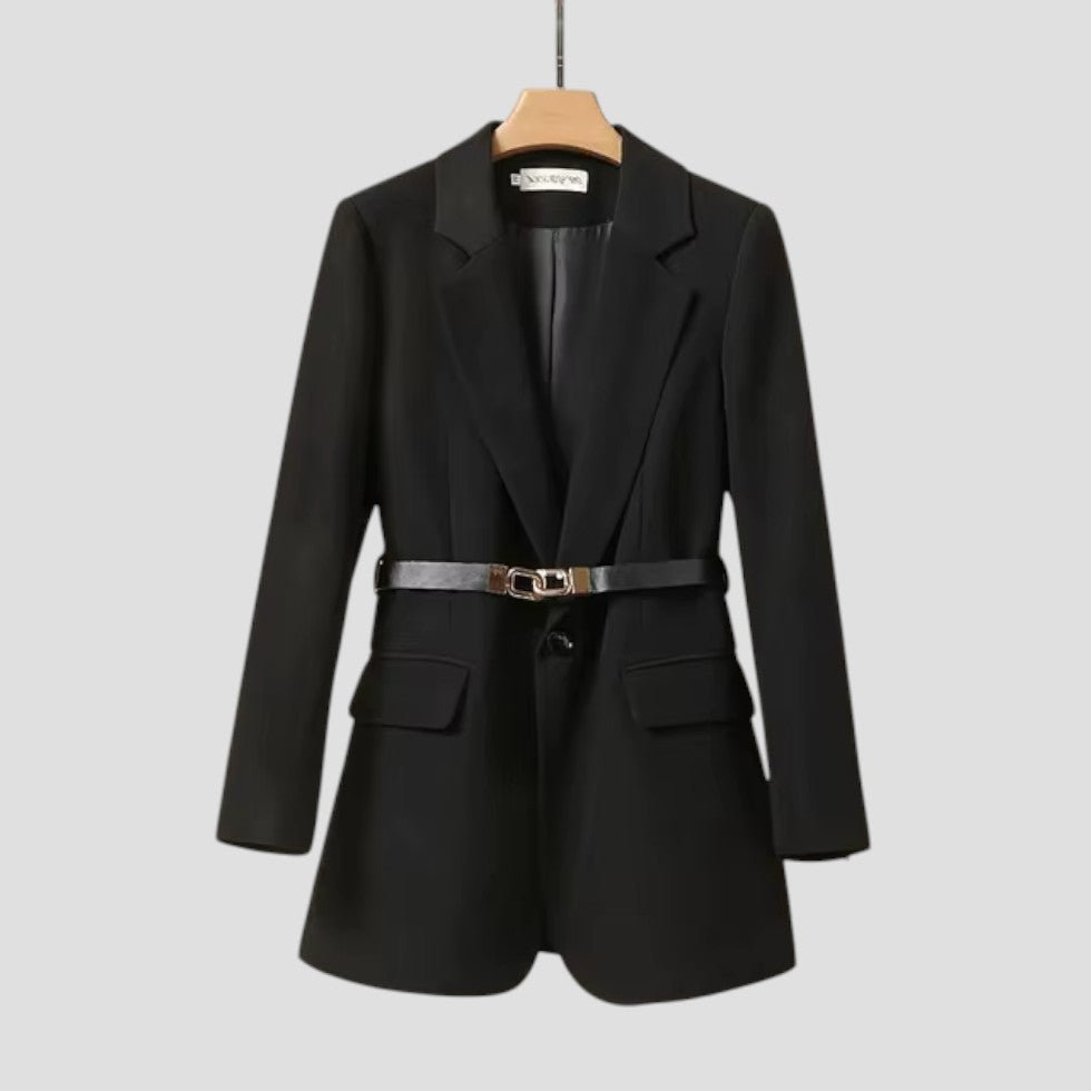Damen Blazerjacke mit Gürtel, eleganter Modemantel 2