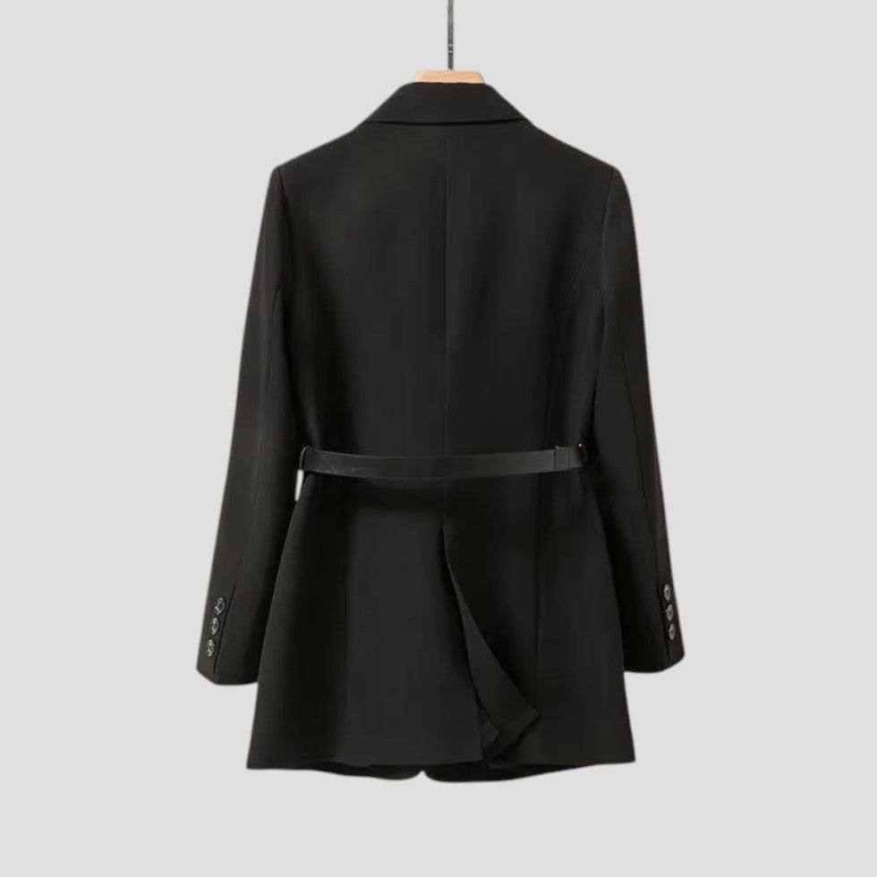 Damen Blazerjacke mit Gürtel, eleganter Modemantel 3