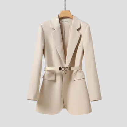 Damen Blazerjacke mit Gürtel, eleganter Modemantel 4