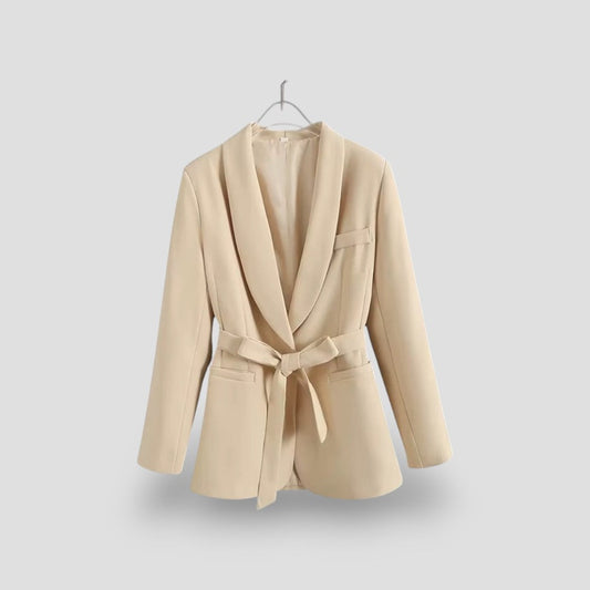 Damen Blazerjacke mit Gürtel und Schalkragen 0