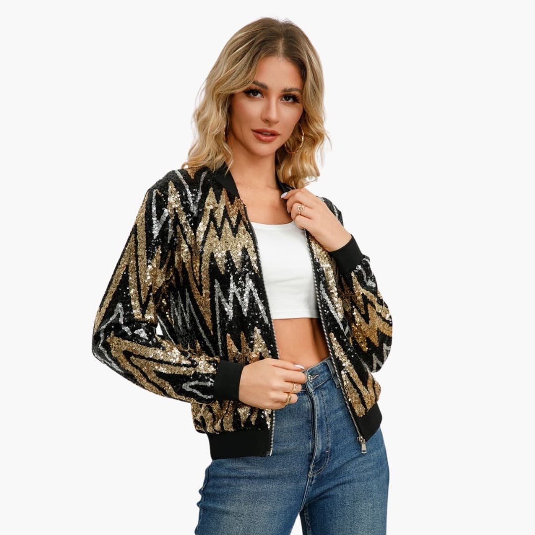 Damen Bomberjacke mit Pailletten 2