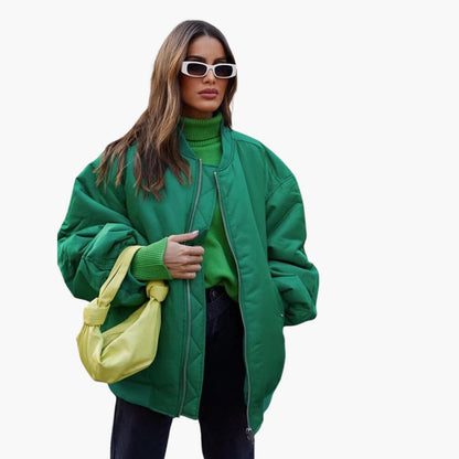 Damen Bomberjacke mit Reißverschluss und Pattentaschen 1