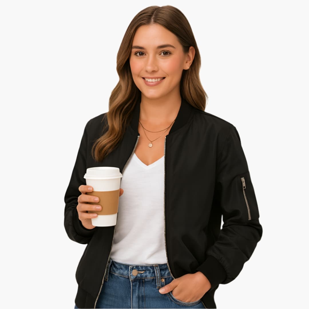 Damen Bomberjacke mit Rippbund 2